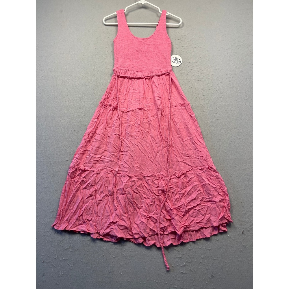 Jolie & Joy Tiered Maxi Dress Crinkle Pink Small Womens